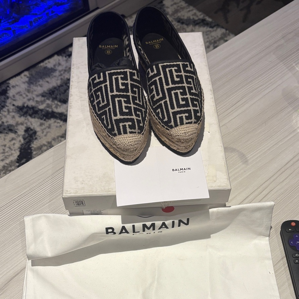 Balmain Black and Cream Loafers (New)